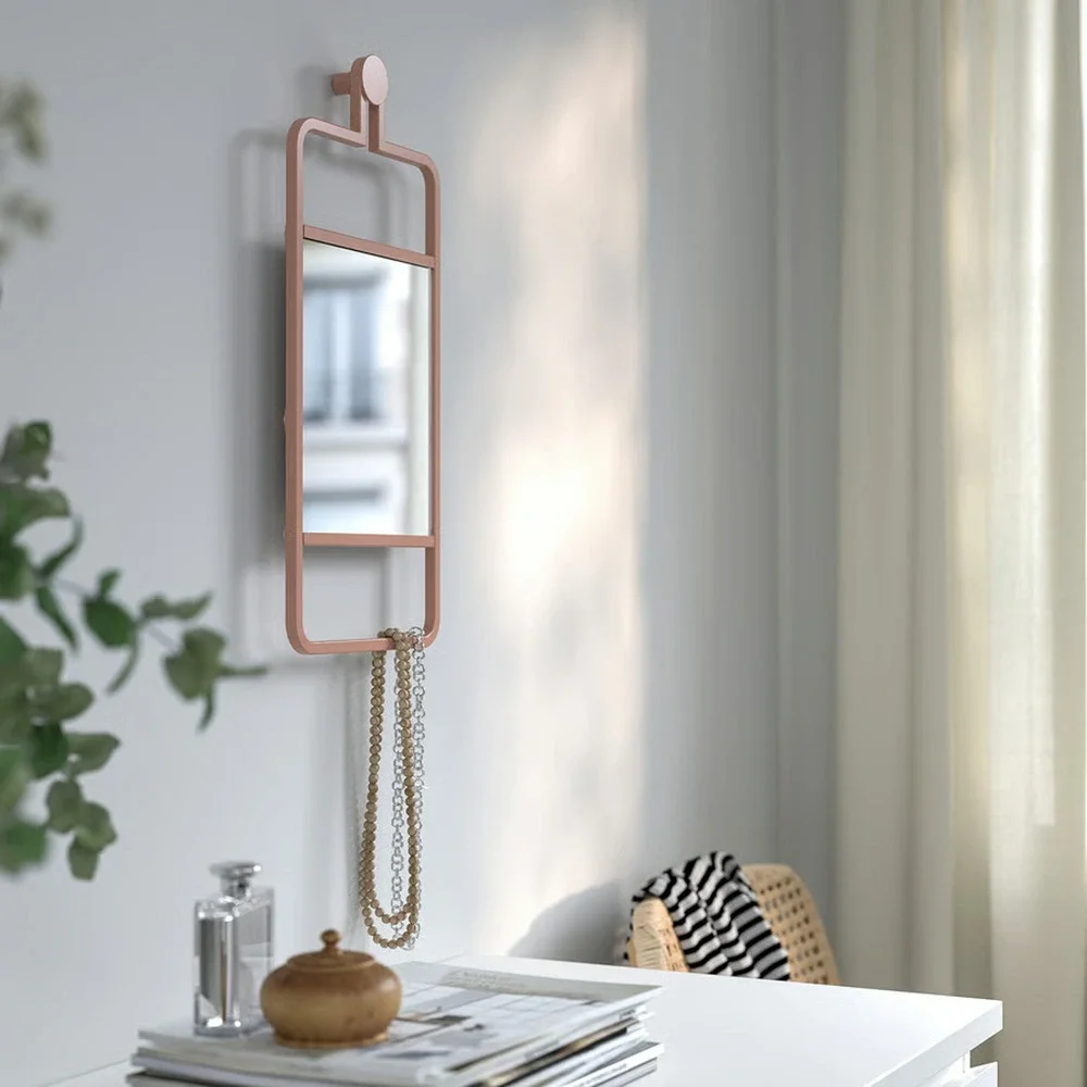 IKEA GRANVAG Wall Mirror Hanging Pink 8 5/8x18 7/8'' NEW